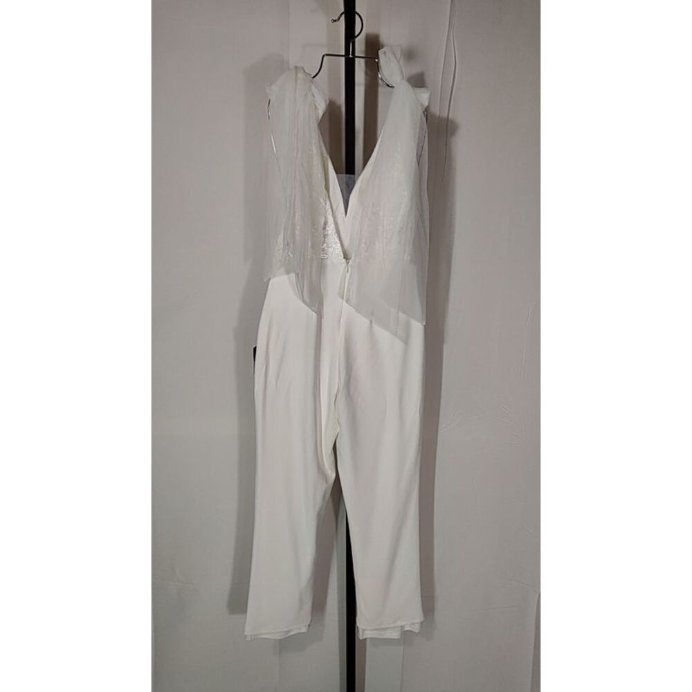 Lulu's White Lace Bodice Jumpsuit with Tie Straps - Picture 3 of 3